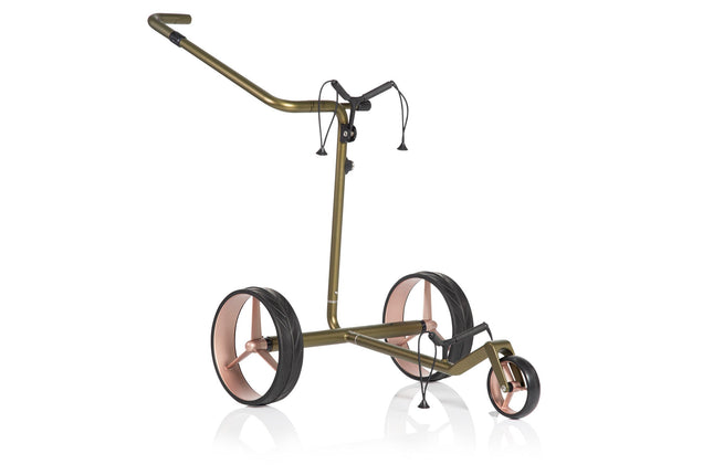 JuCad Electric Golf Trolley Carbon Travel Verde Rosé 2.0 - Avant-garde in an opulent natural look