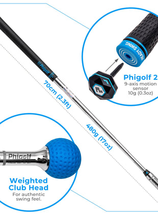 PHIGOLF 2 Smart Home Golf Simulator – Swing Stick Trainer & Analyser