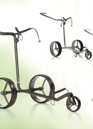 JuCad Golftrolley Carbon Shine 2-rädrig - das stylische Leichtgewicht schwarz-glänzend